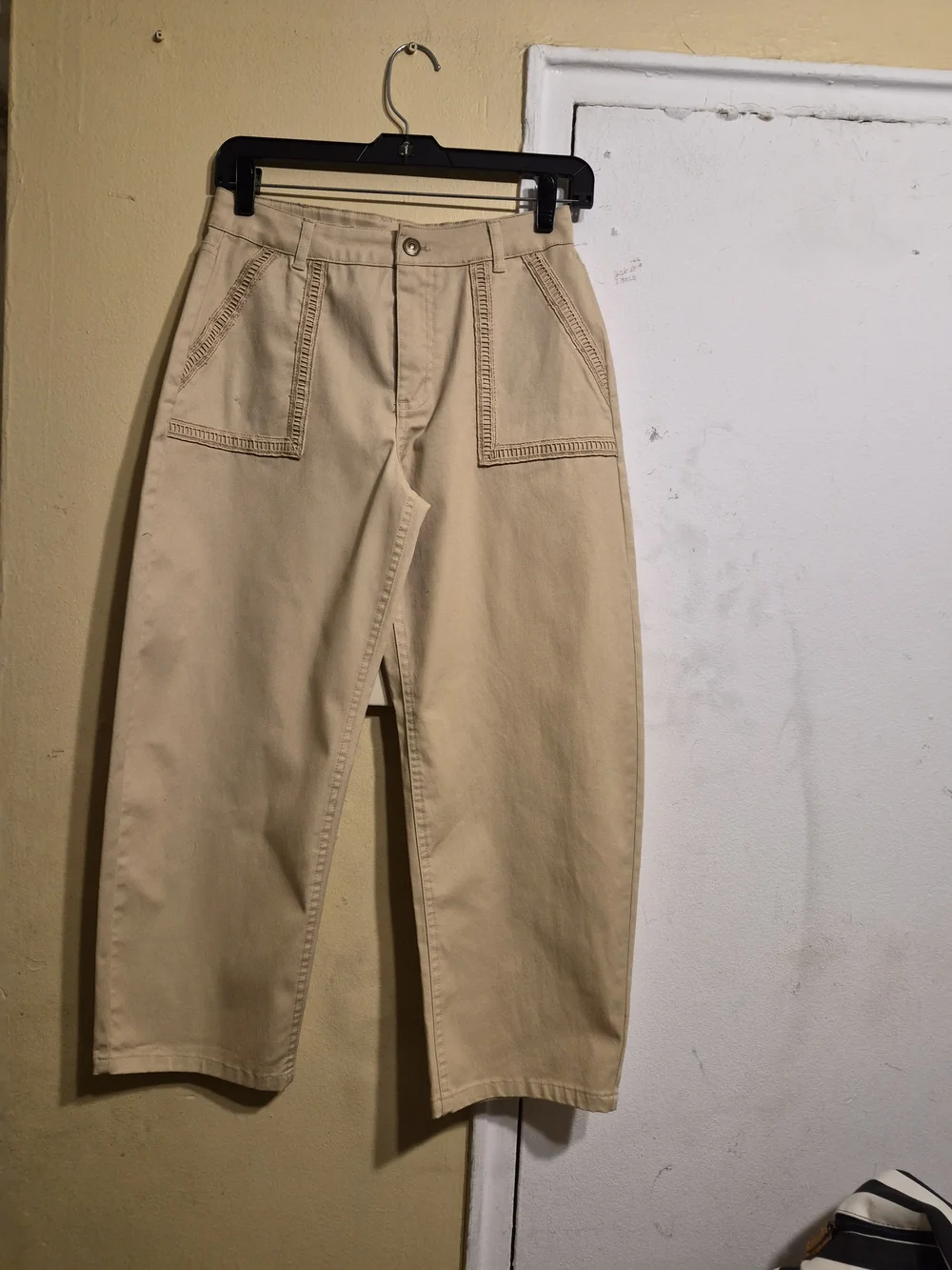 Owillo Kids Ladder Lace Embroidery Tan Khaki Pants - Classic Fit Size L